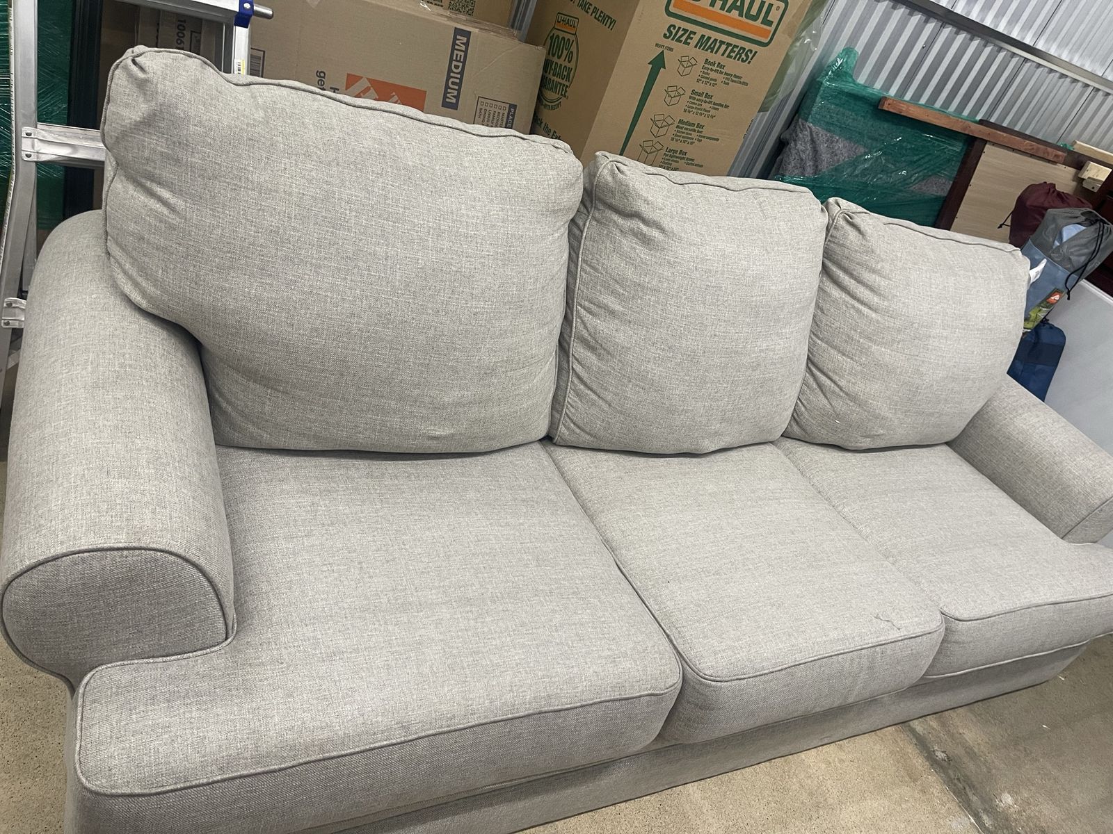 Light Gray Fabric Sofa - 3-Seater Couch