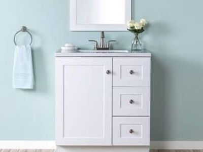 New Glacier Bay- NO TOP or SINK only vanity 31 in. Assembled read for pick up