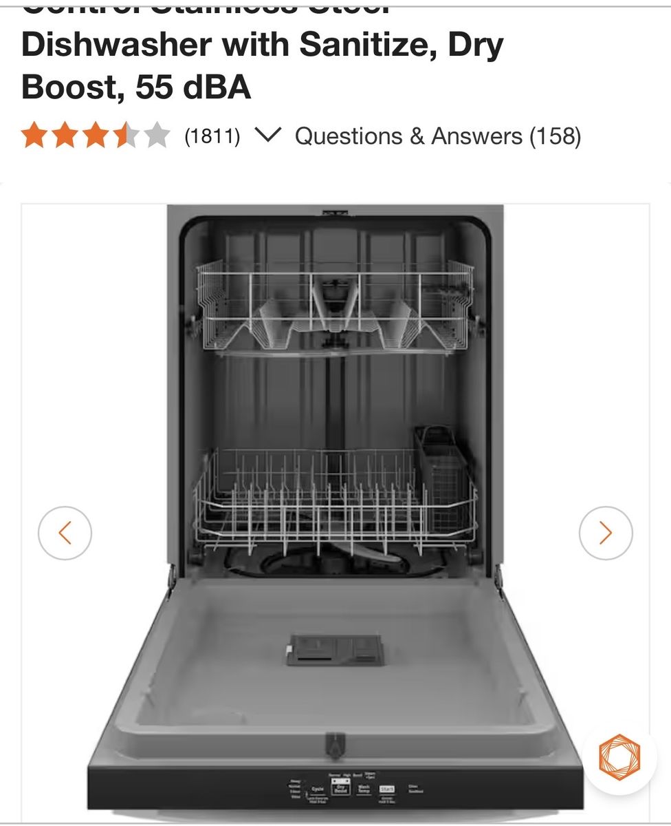 GE ENERGY STAR GDT535PSR6SS Top Control Dishwasher with Sanitize, Dry Boost, 55 dBA, Stainless Steel