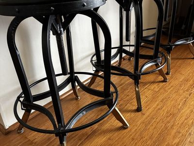 Industrial Style Adjustable Swivel Bar Stools - Set of 3, Christopher Knight