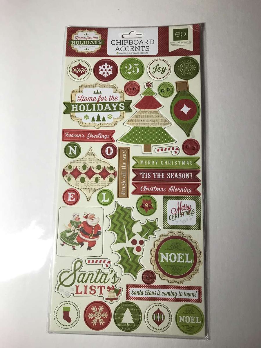 Home for the Holidays Chipboard Accents 35 pcs. by Echo Park Paper, NIP