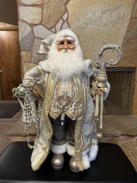 Karen Didion Originals Elegant Silver & Gold Santa Claus Figurine Holiday Decor