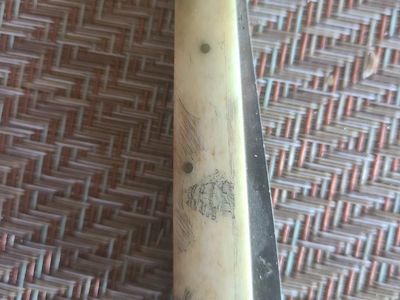 Antique Parker Cut Co Eagle Brand Cutlery Folding Pocket Knife Scrimshaw Handle