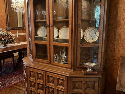 China Cabinet Hutch – Solid Wood, Spanish Revival