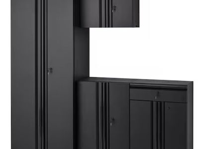 Husky 4-Piece Regular Duty Welded Steel Garage Storage System in Black