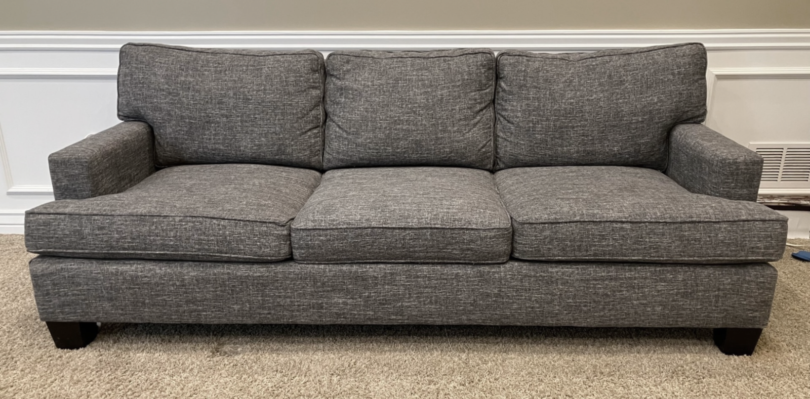Bernhardt Interiors Charcoal Gray Deep-Seat 3-Seater Sofa (86"x40")