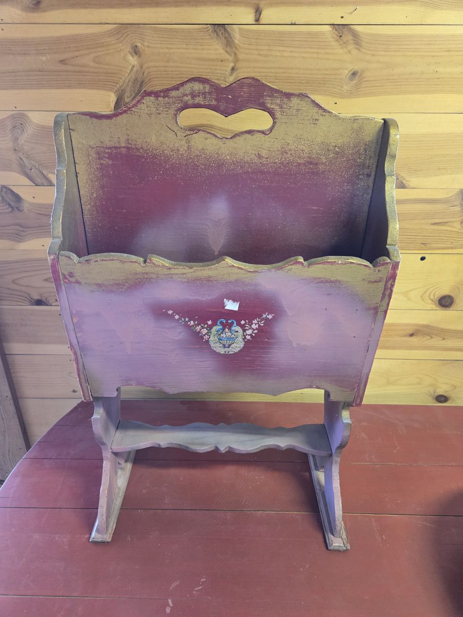 vintage wood magazine rack