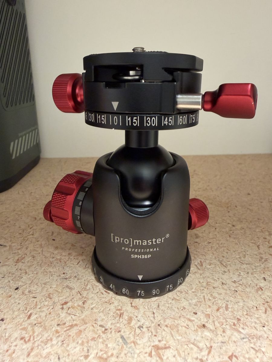 ProMaster Professional SPH36P Ball Head Camera Tripod Mount with Red Accents