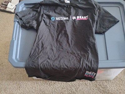 JustServe & Beast Philanthropy Black T-Shirt - Make the World a Better Place - Size M, 100% Cotton