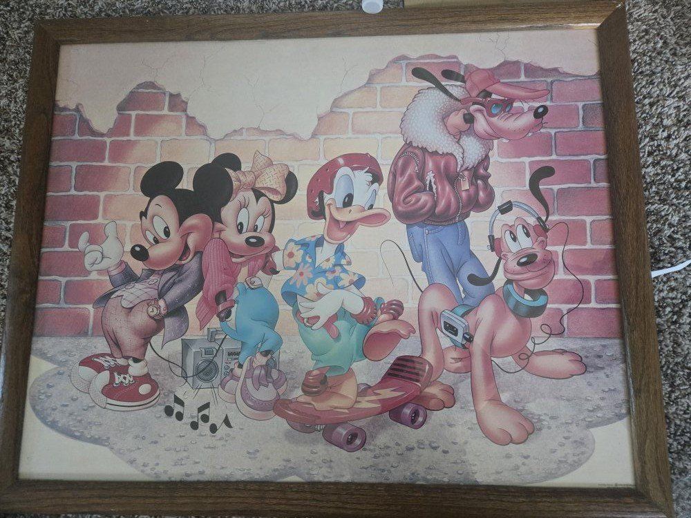 1987 Mickey Mouse and friends framed poster
