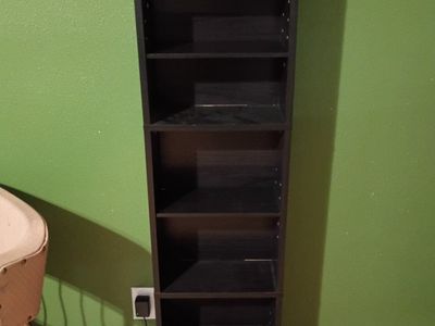 Black Media Storage Tower with 8 Shelves