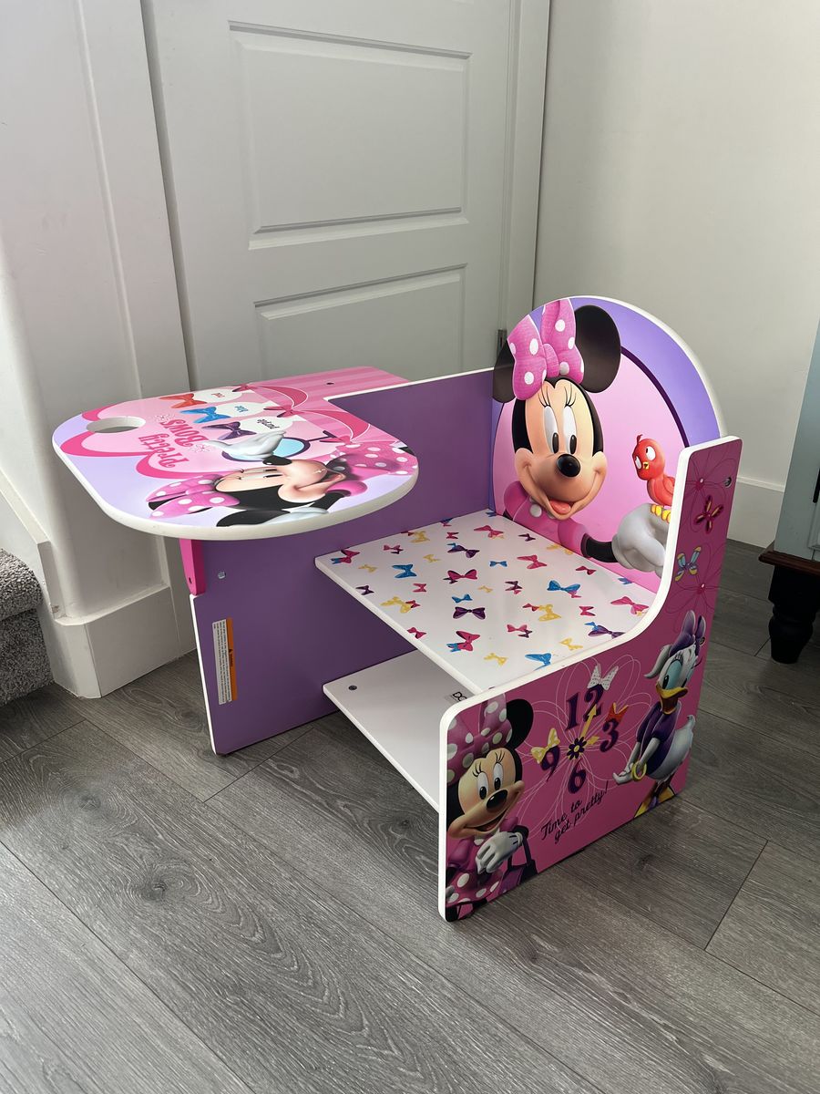 Minnie Mouse Kids Chair Desk with Storage Shelf