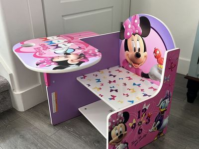 Minnie Mouse Kids Chair Desk with Storage Shelf