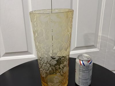 Georgous Like New Real Color Amber Etched Vase