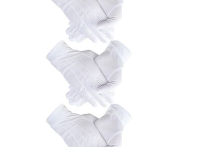 Pack of Senkary 3 Pairs White Cotton Gloves for Men Women, Parade Formal Costume Gloves with Snap Cuff for Tuxedo Server Jewel