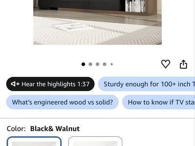 Hlivelood Extendable TV Stand, Modern Entertainment Center, 82-110" Black & Walnut, 3 Drawers
