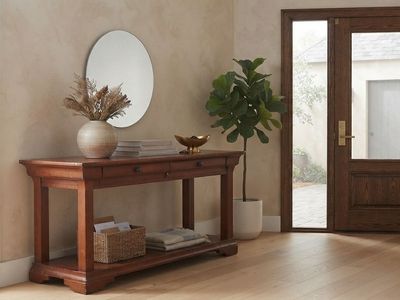 Wooden Console Table with 2 Drawers and Lower Shelf