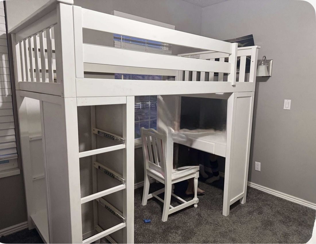 Sturdy, nice loft bed with desk and storage