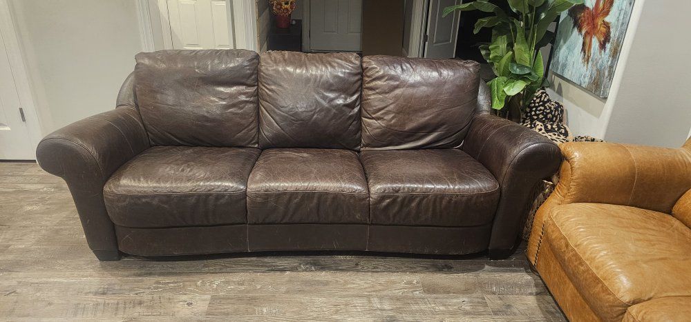 Natuzzi brown leather couch