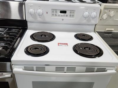 GE White Electric Range Stove with Coil Burners - Used