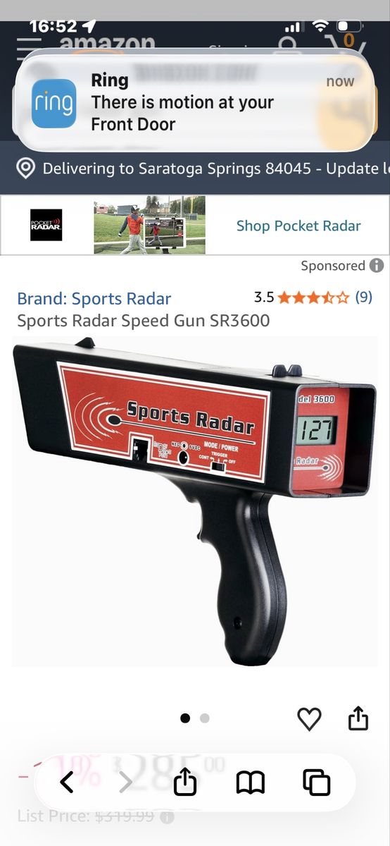 Radar speed gun for baseball