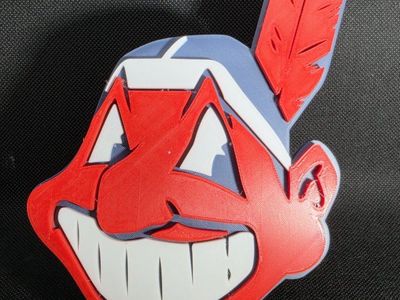 Chief Wahoo 3D Printed Sign - Red, White, Blue - Desk Decor