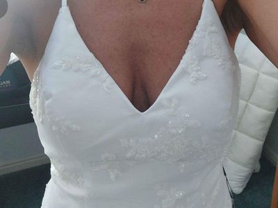 White Lace and Sequin Mermaid Wedding Dress with Lace-Up Back