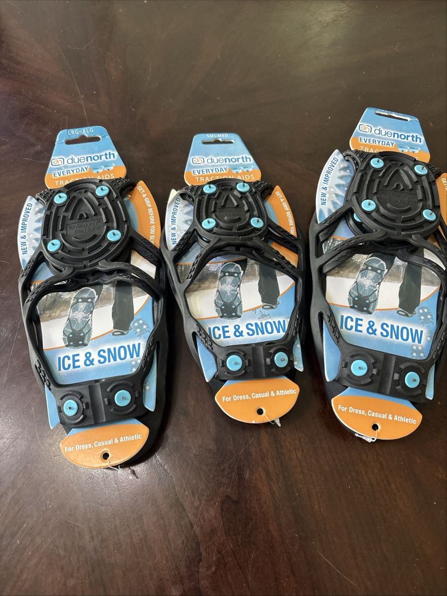 Lot of 3 Due North Everyday Ice & Snow Traction Aids Shoe Crampons L-XL & S-M