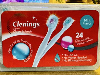 Disposable Mini Toothbrush with Cleaning Beads, Mint Flavor, Travel / On-the-Go $7 each or $12 for both