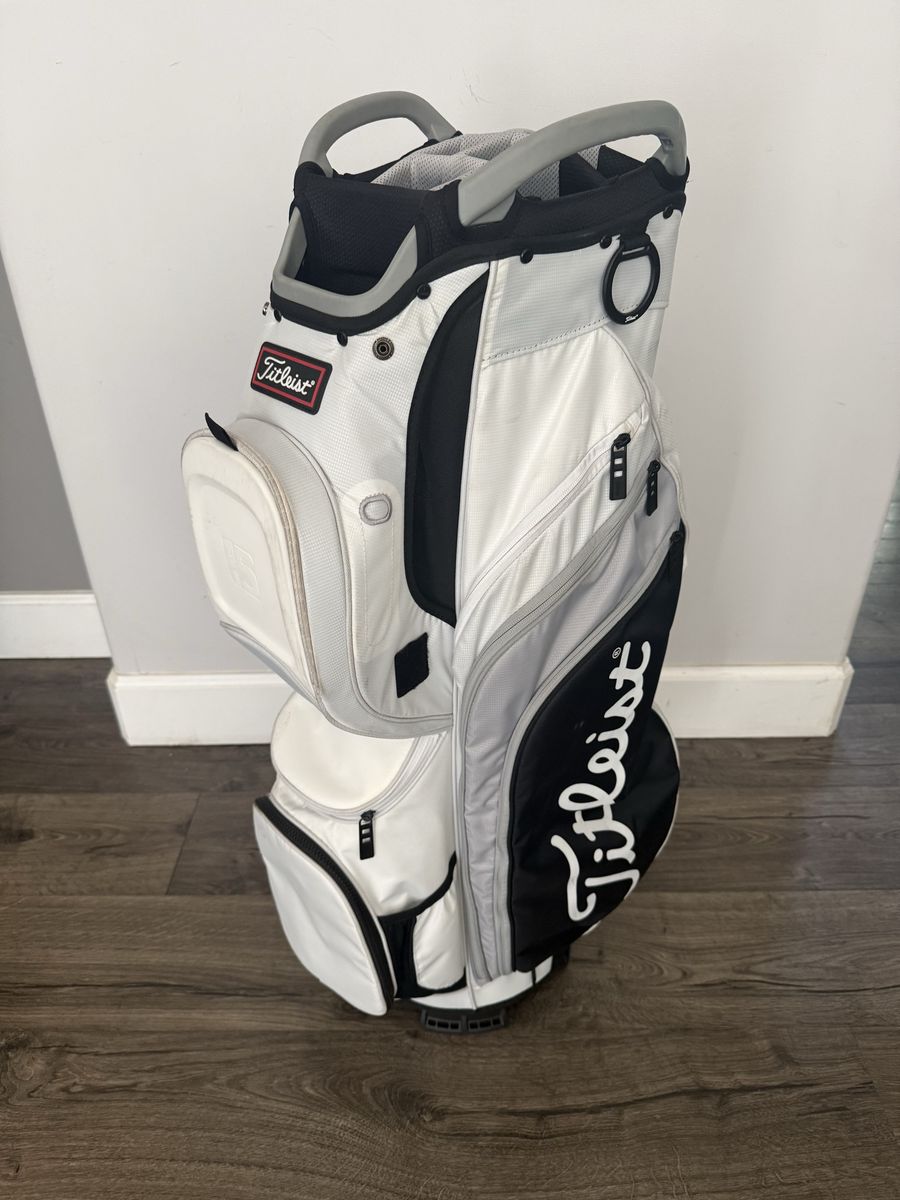 TITLEIST CART 15 GOLF BAG – 15-WAY DIVIDER – WHITE/GRAY/BLACK