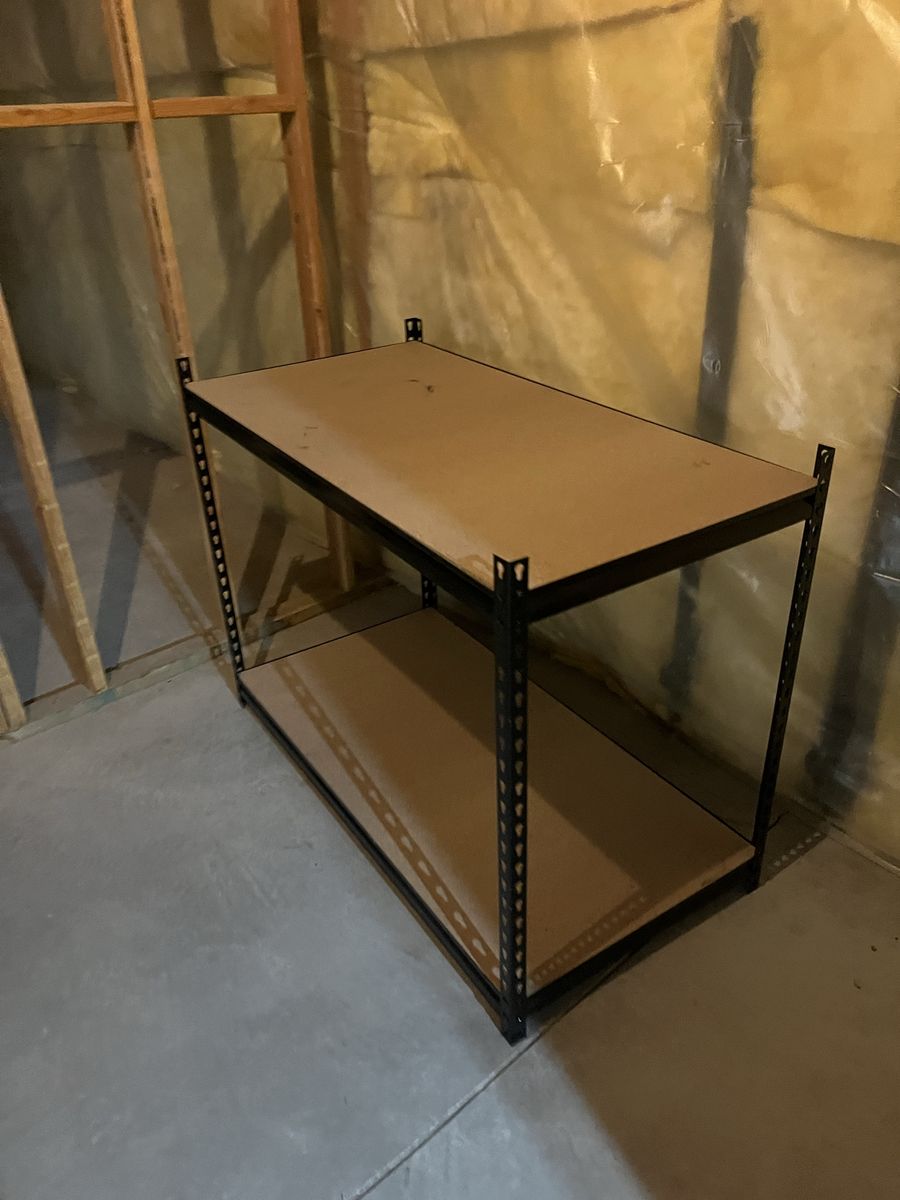 5 separate shelving units