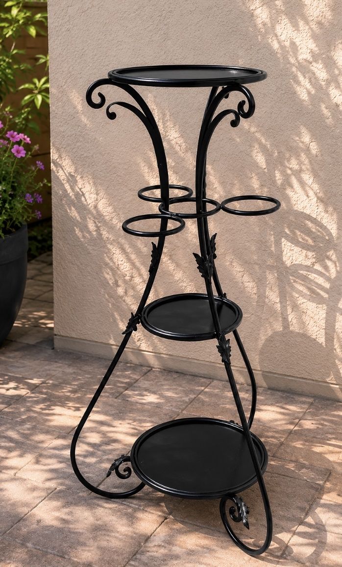 Beautiful Black Iron Tall Plant/Flower Stand