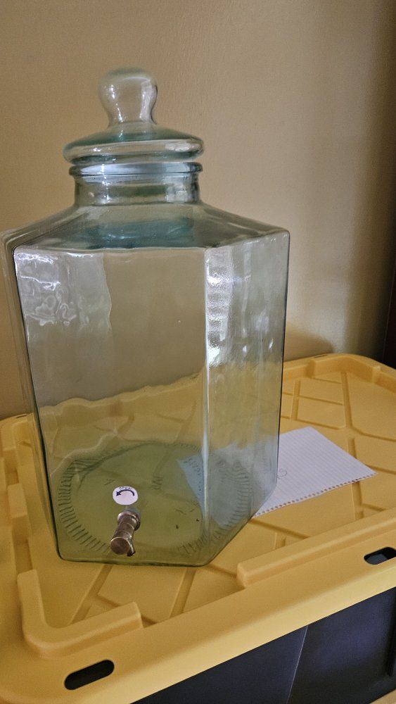 Large Hexagonal Glass Beverage Dispenser with Spigot and Lid - Clear/Aqua