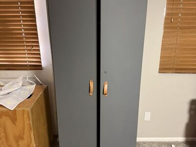 Armoire And Small Book Shelf In Gray