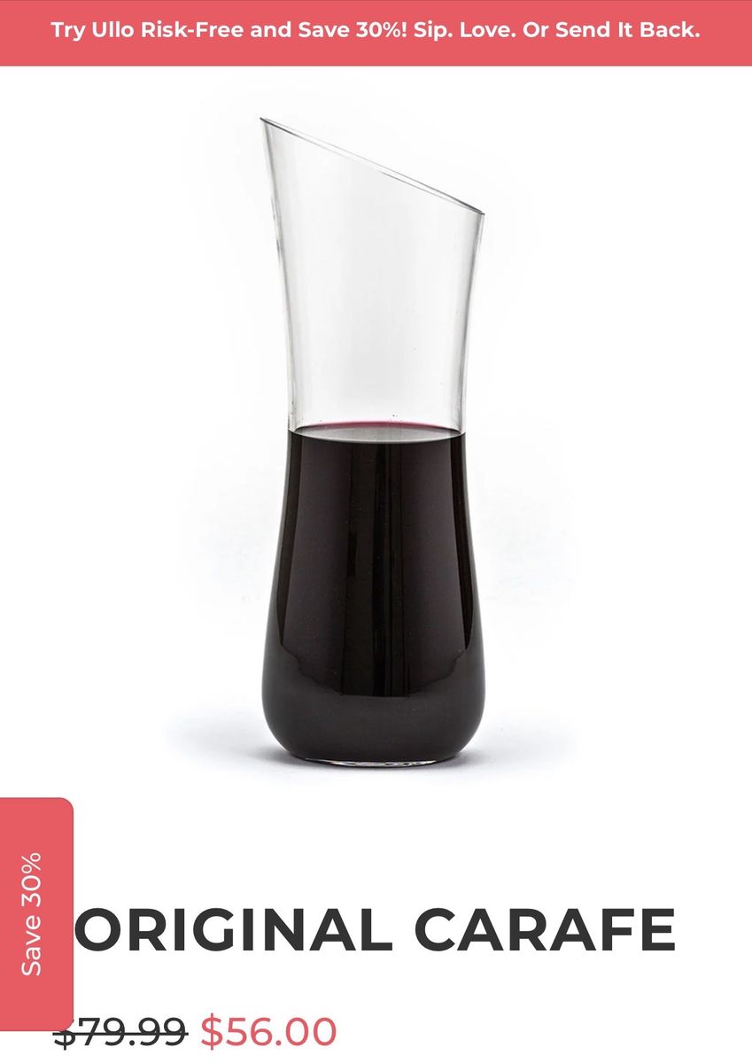 Ullo Wine Purifier Carafe Decanter Clear Glass