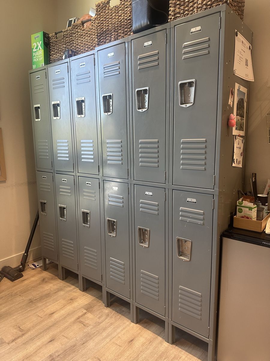 Industrial Steel Metal Storage Lockers - Gray Double Tier Unit