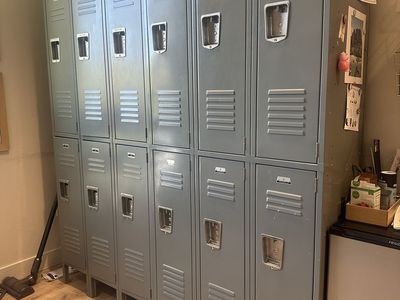 Industrial Steel Metal Storage Lockers - Gray Double Tier Unit