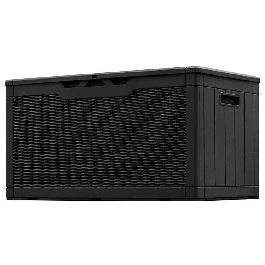 102 Gal. Fusion Style Deck Box Black Outdoor Resin Storage Box