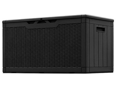 102 Gal. Fusion Style Deck Box Black Outdoor Resin Storage Box