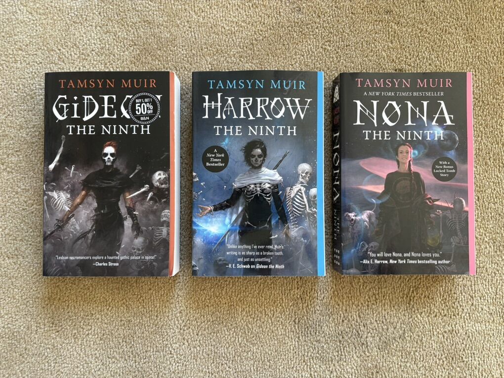 The Locked Tomb Trilogy, by Tamsyn Muir (paperbacks)