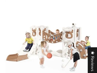 Toddler Climber Slide Slide PlaySet with Basketball Hoop, Outdoor Indoor Playground for Toddlers