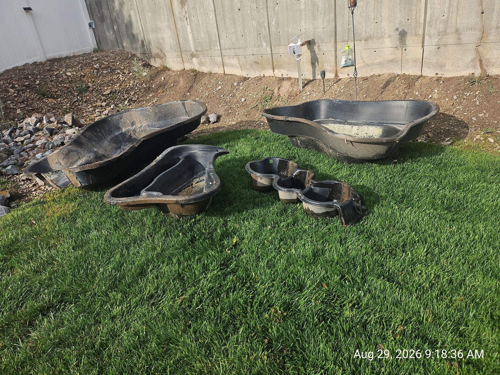 4 preformed rigid plastic pond liners designed for backyard water gardens & Misc pond stuff