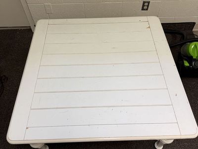 White Wood Square Coffee Table with Lower Shelf - Farmhouse Style Living Room Furniture