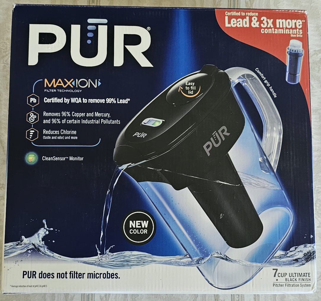 PUR 7-Cup Ultimate Pitcher Filtration System with MAXION Filter Technology - Black Finish