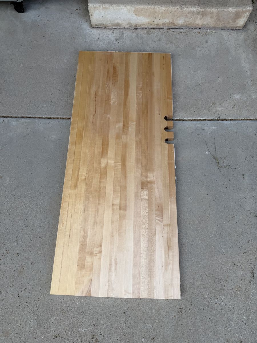 Solid Wood Butcher Block Countertop Panel with Cutout Notches