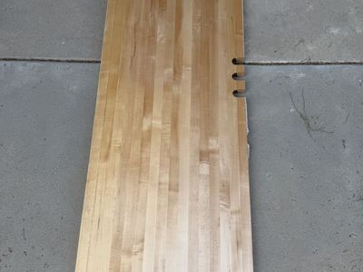 Solid Wood Butcher Block Countertop Panel with Cutout Notches