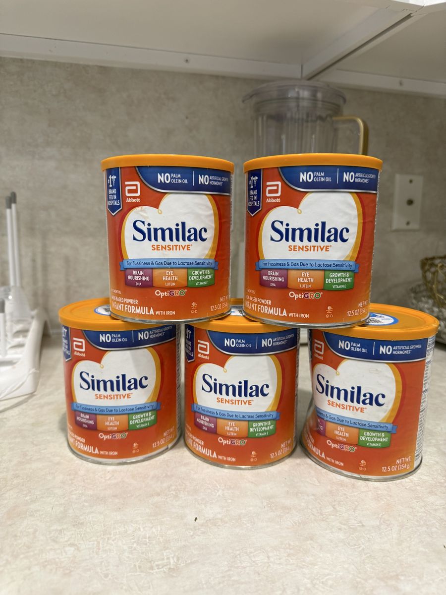 5 Cans Similac Sensitive Infant Formula Powder with Iron, 12.5oz Each - For Fussiness & Gas