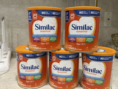 5 Cans Similac Sensitive Infant Formula Powder with Iron, 12.5oz Each - For Fussiness & Gas