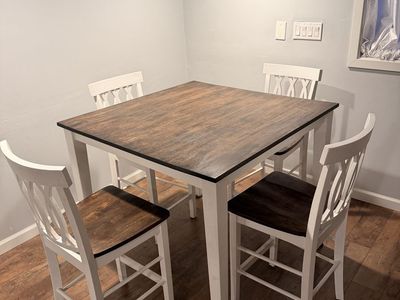 Modern Rustic Hardwood Dining Room Table and 4 Chairs