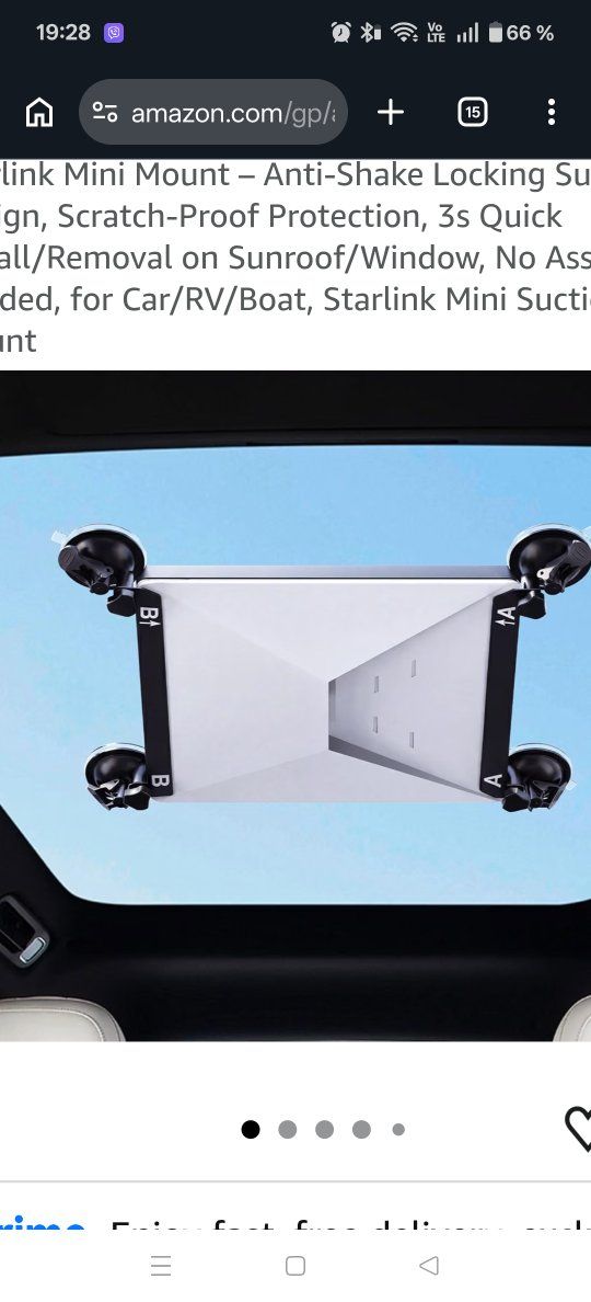 Starlink Mini Suction Cup Mount - Anti-Shake Window & Sunroof Mount